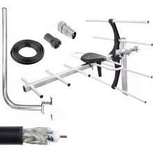 4G Outdoor Digital TV Aerial Kit Freeview Hd Antenna with 10m Rg6 Cable & Coaxial Connectors for Loft & Outdoor Installation
