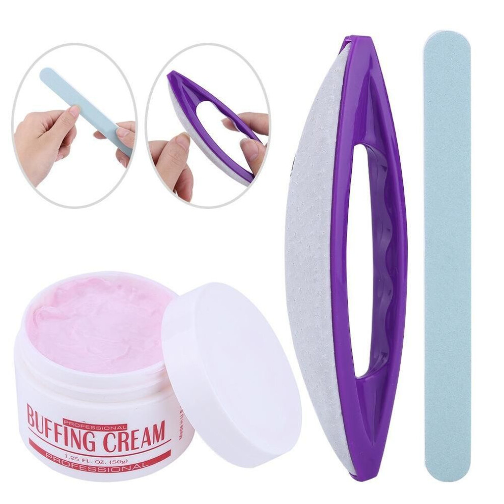 (purple) Puntos Nail Art 3Pcs/Set Waxing Polishing Grinding Buffing Cream Buffer Manicure Kit