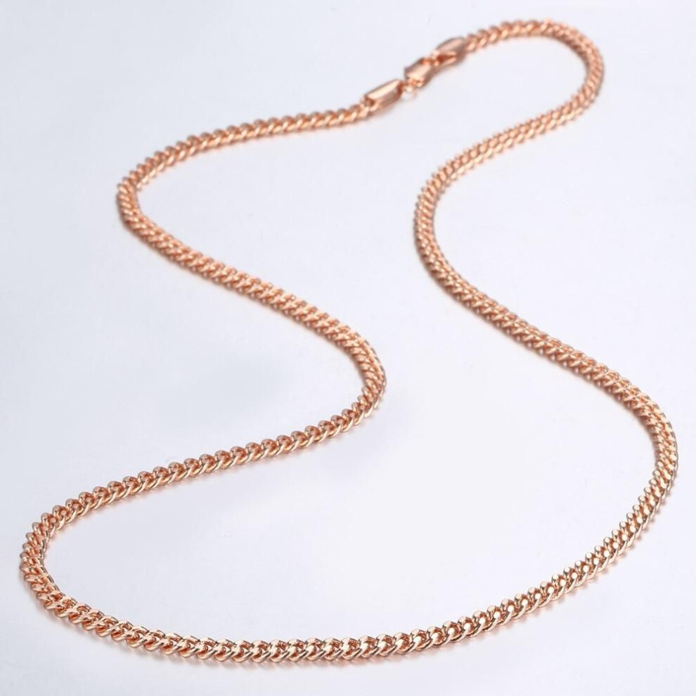(Necklace 55cm) 3mm Thin Necklaces For Women Girls Curb Cuban Link Chain Woman Necklaces Valentines Gifts 45cm-60cm Gn220a