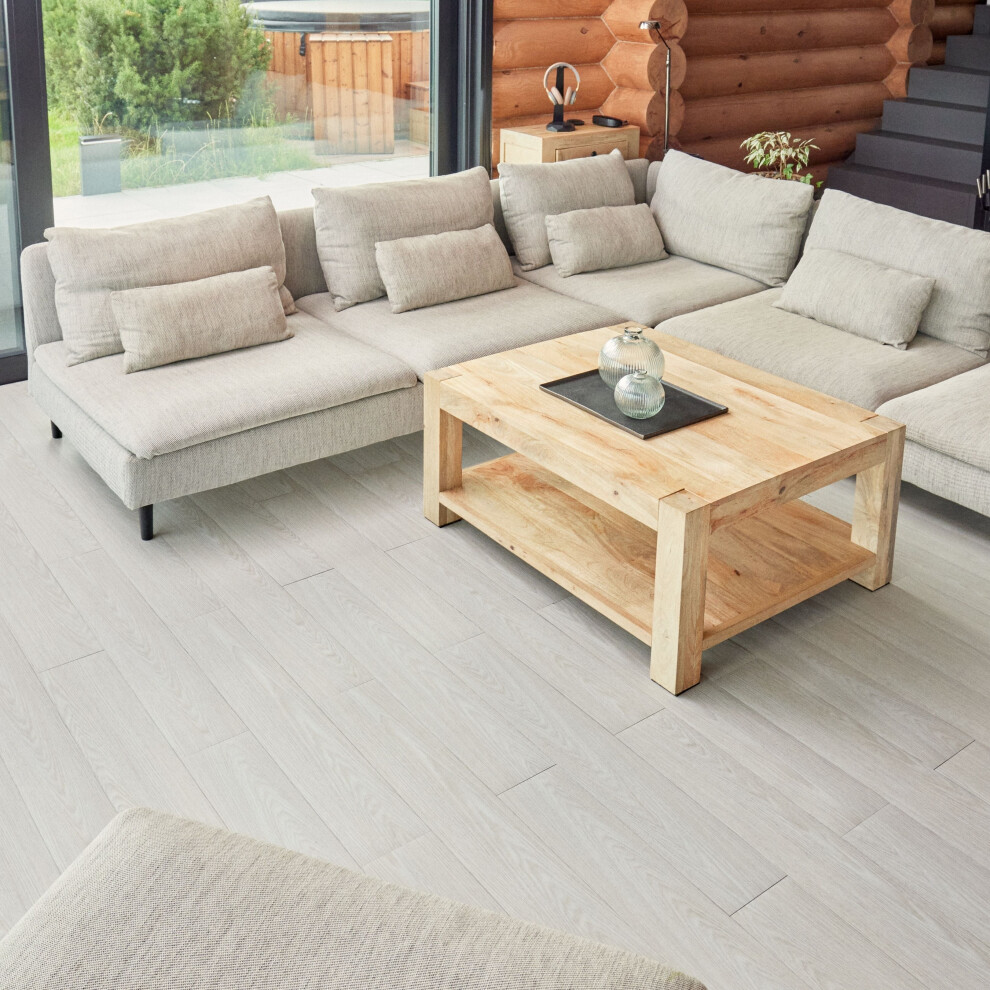 (Lactik-White, 36) Self Adhesive Floor Planks (91.4x15.2cm) - Peel And Stick Vinyl Flooring