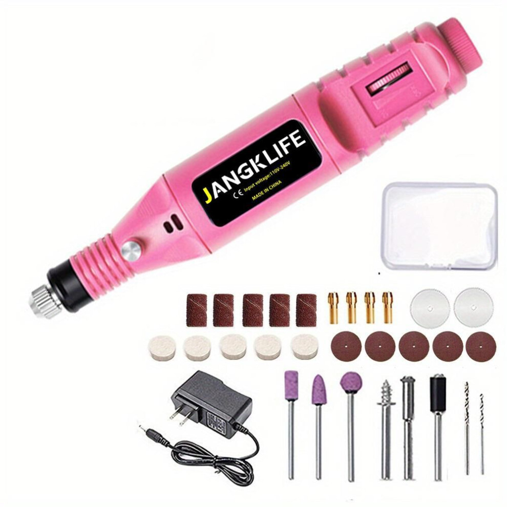 (pink) Corded Rotary Tool Sander Set Corded Engraving Pen Diy Polishing Rotary Engraving Tool Set