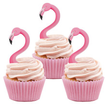 24pcs Flamingo Cupcake Toppers Tropical Cupcake Toppers Aloha Cake Dekoracje na luu Hawajskie Motyw Baby Shower Flamingo Przyjecia urodzinowe (Fl