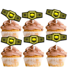 18pcs Gouden Glitter Kampioenschapsring Dessert Cupcake Topper Worstelriem Fitness Sport Thema Decorbenodigdheden Mannen Jongens Gelukkige Verjaardag