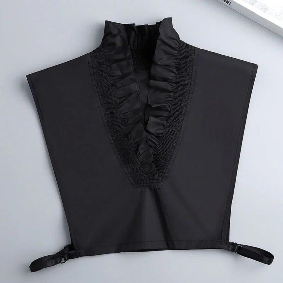 (black) Women&apos;s Cotton Detachable Collar for Sweater Blouse Shirt Fake Collar Decorative Female White Half Shirt False Collar Accessory
