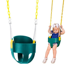 Seggiolino altalena originale per bambini con schienale alto e catene rivestite in plastica per la sicurezza - Verde - Squirrel Products