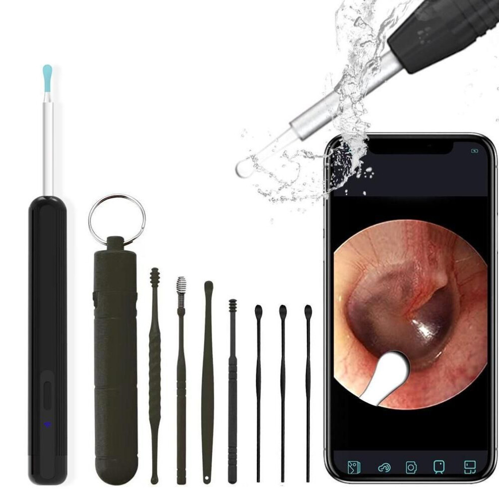 (black) Wireless Wifi Smart Vision Ear Cleaning Spoon Usb Charging Hd 1080p Endoscope Camera Otoscope Earpick Ear Wax Removal Tools For Android Ios Phones
