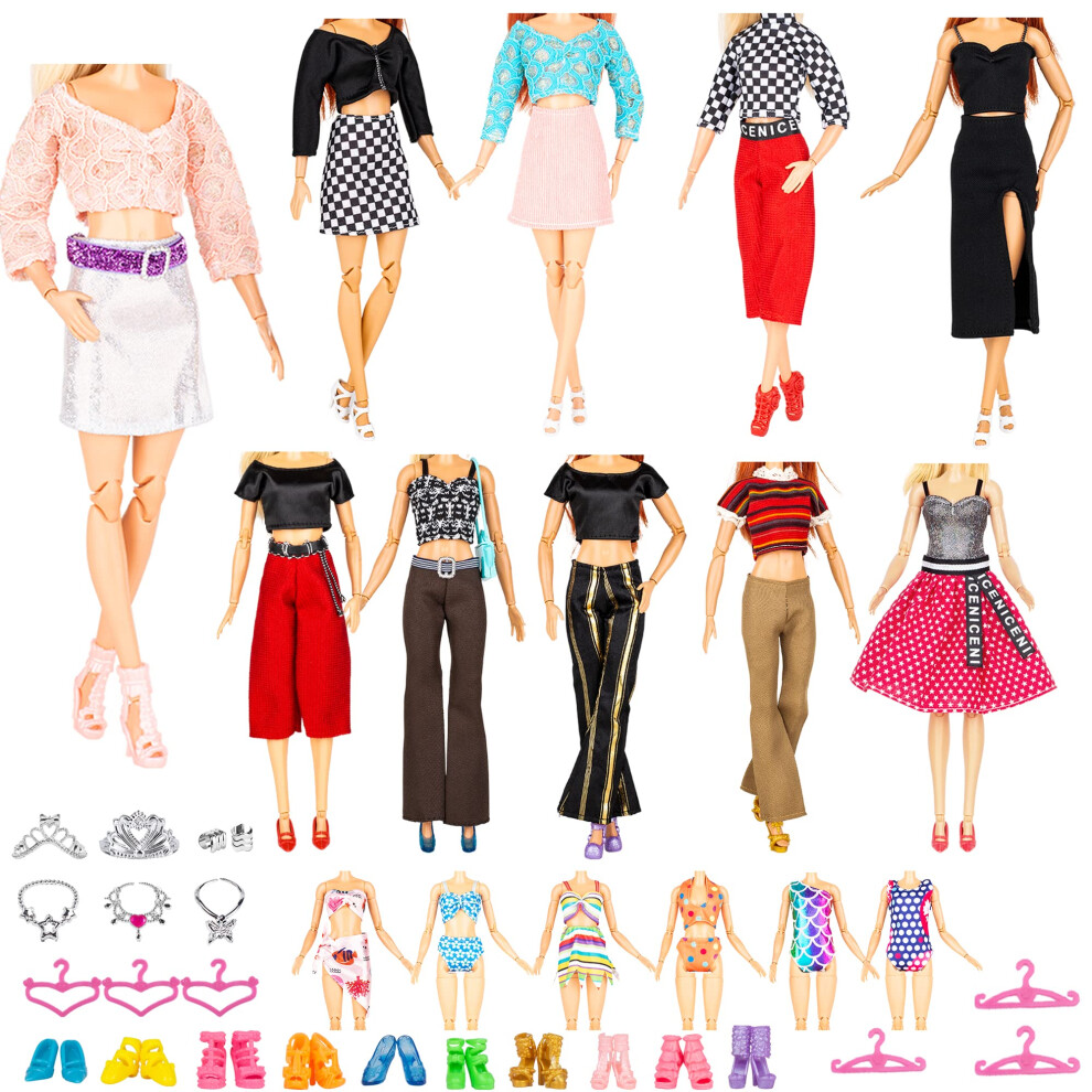 Keysse New Modern Doll Clothes and Accessories - Coffret cadeau de 39 articles 10 ensembles de tenues de mode de la s  rie moderne comprenant 5 robes,