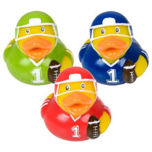 Voetballer Rubber Duckies (2"") Diverse kleuren (Rood Groen Blauw) Spelers in helmen die een bal vasthouden. #1 (12 stuks)
