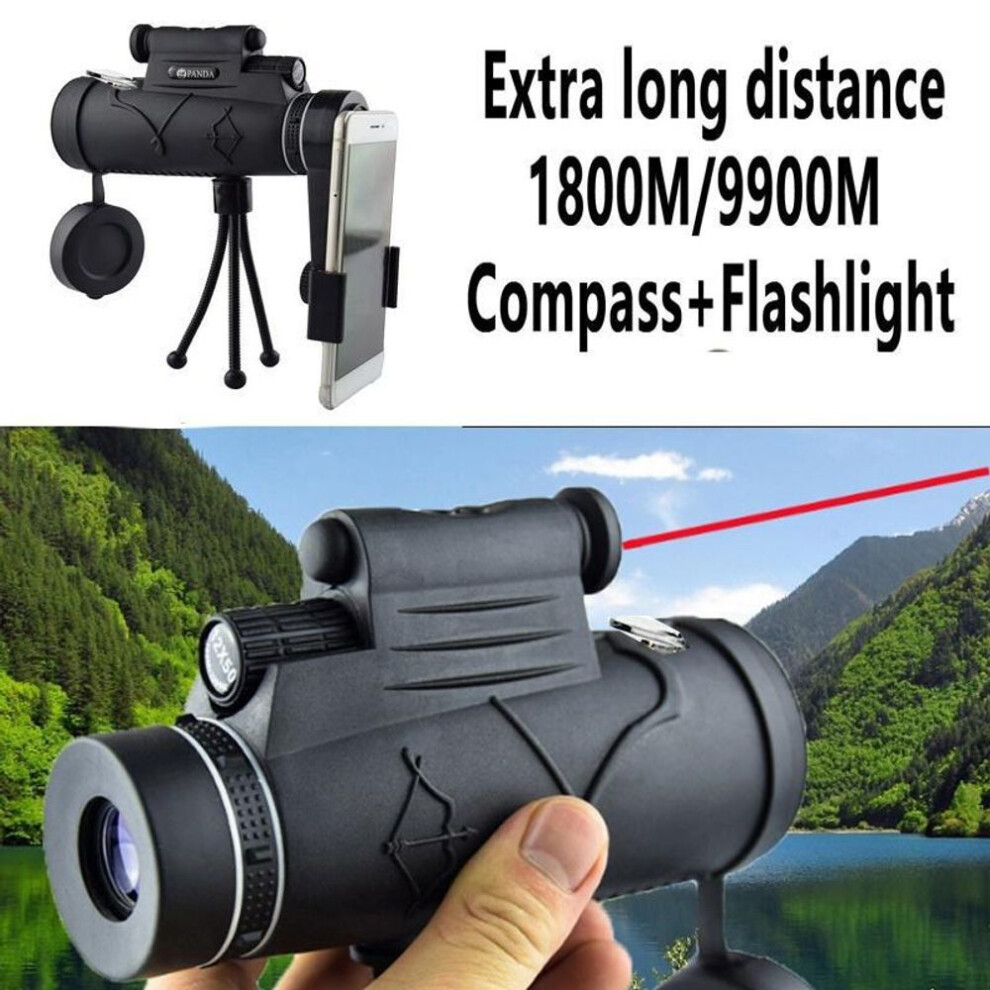 Telescope 12x50 Telescope Monocular With Tripod Compass Flashlight Red Laser