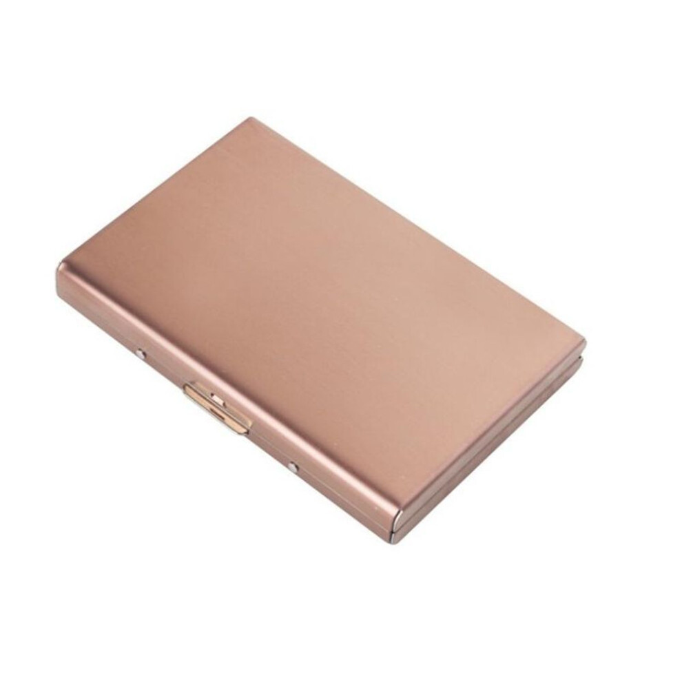 (coffee) Stainless Steel Card Box Credit Id Card Holders Business Bag Storage Metal Clip Solid Color Business Gift