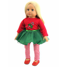 American Fashion World Candy Cane Tutu Rochie Set pentru papu?i de 18 inci | Legguri incluse | Calitate premium ?i design la moda | Haine de papu