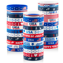 Hexiaoxiao 36 pezzi Braccialetti di gomma del 4 luglio Braccialetti in silicone per decorazioni del giorno dell'indipendenza Forniture Bomboniere