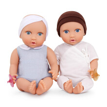 LullaBaby - 14-tuumaiset realistiset kaksoisvauvanuket - Vaalea iho ja siniset silm t - Pehme t vartalot ja irrotettavat asut - Hattupanta ja tut