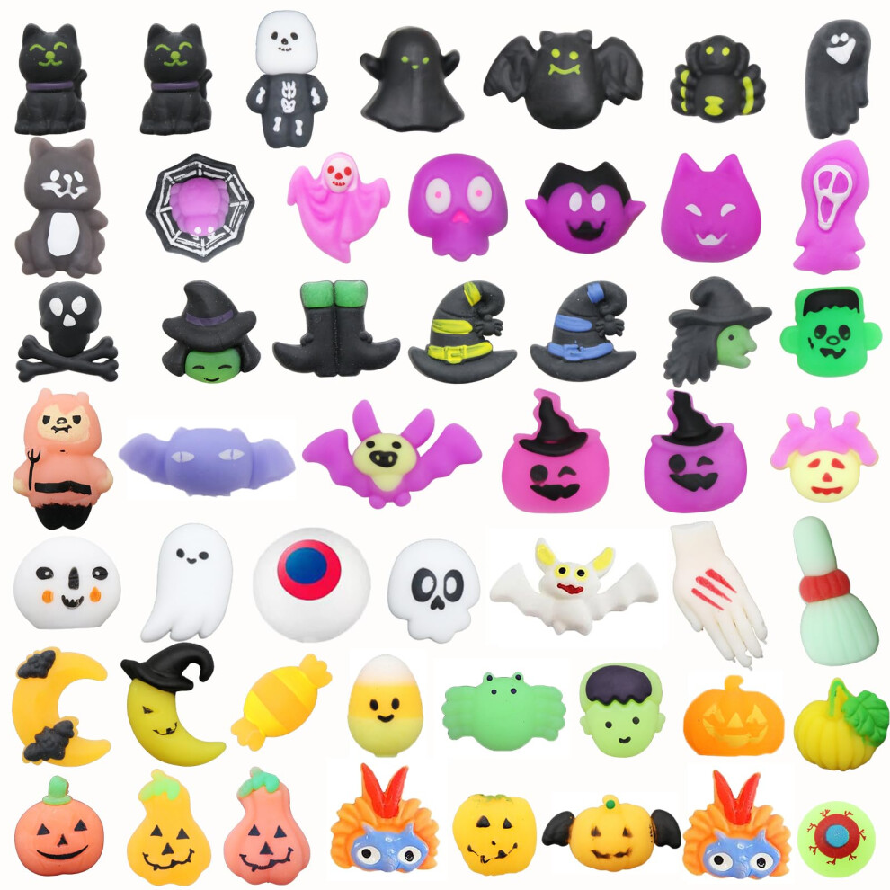 Lidifc Lot De 50 Mini-Squishys Pour Halloween, En Forme De Citrouille, FantôMe, AraignéE, DéCorations Mignonnes Pour Halloween, Jouets Anti-Stres-image