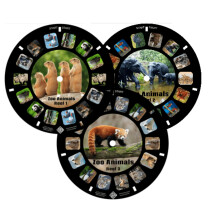 Mayko Zoo Animal Reels til søger kompatible med Viewmaster og Image3D -seere. Sæt med 3 (kun hjul)