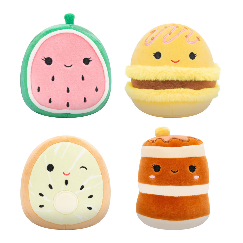 Squishmallows Original 5-Inch Food 4-Pack - Kachina Kiwi Rayen Pancakes Visconti Lemon Macaron Wanda Watermelon - Official Jazwares Plush (Little)