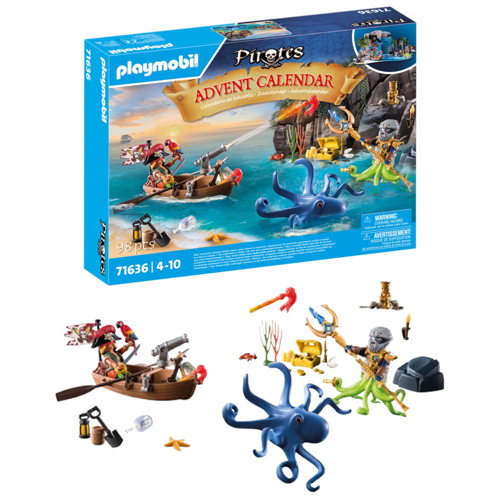 Playmobil Pirates 71636 Advent Calendar: Pirates 24 Surprises Including Two Figures And A Giant Octopus Advent Calendar 2024 Magical Toys For Boys