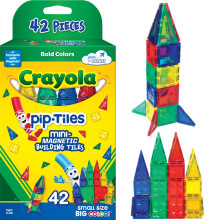 Createon Crayola Mini Magnetic Pip-Tiles Building Set for Kids Magnetic Building Toys For Kids STEM Travel Toys For Boys and Girls Ages 3+ 42-Pie