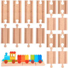16 piezas de v   as rectas de madera, conectores y adaptadores de expansi   n para v   as de tren de madera, macho, hembra y hembra, accesorios para v
