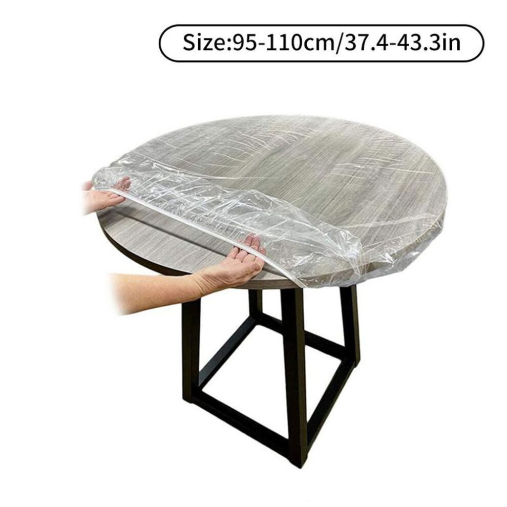(M) Vinyl Fitted Round Tablecloth Transparent Soft Glass Table Mat Waterproof Anti-scald Oil-free Plate Living Room Kitchen Tablemat