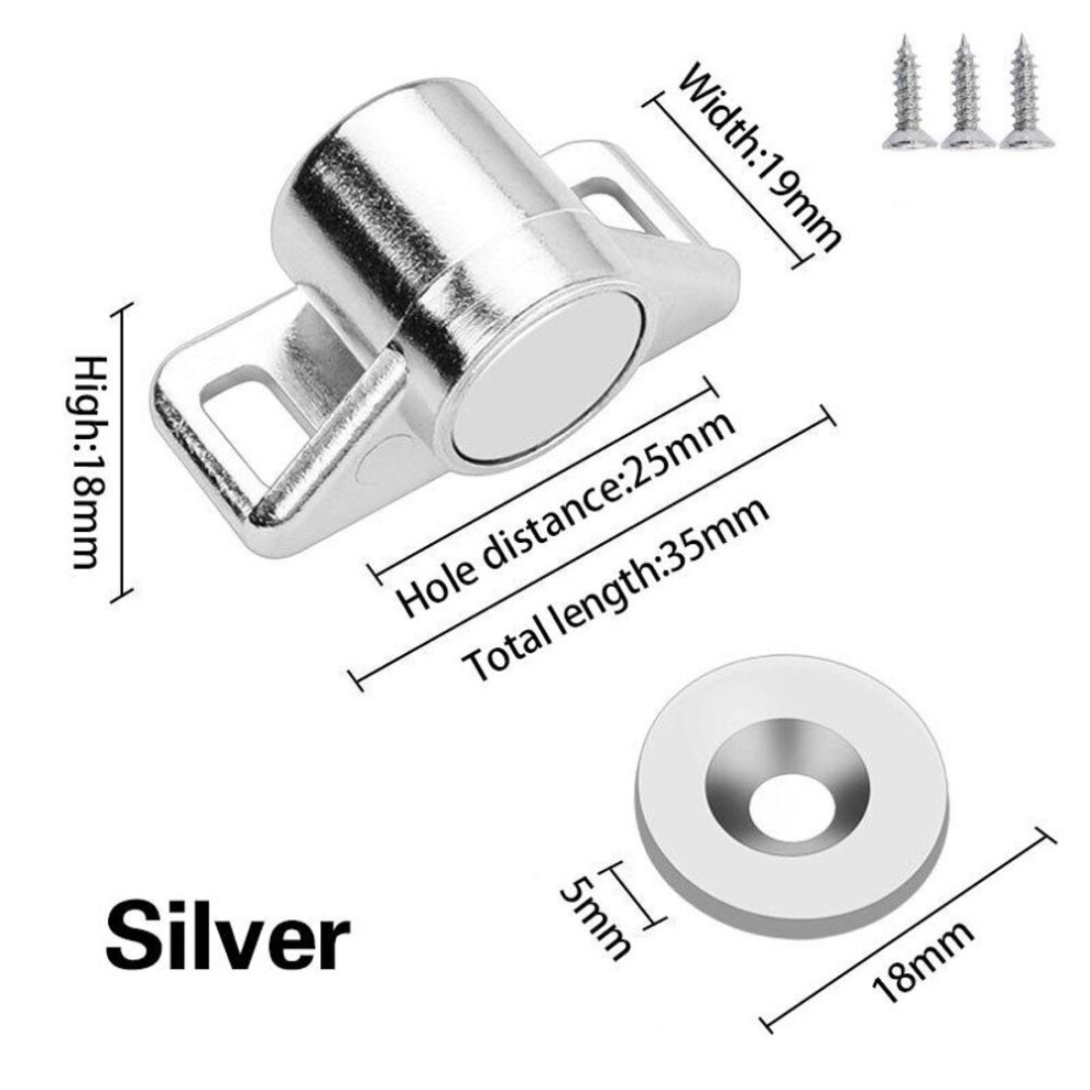 (silver) Magnet Cabinet Door Catch, Magnetic Furniture Door Stopper, Closer, Strong Super Powerful Neodymium Magnets Latch