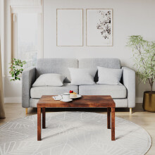 (Rustic Brown ) Modern Wooden Coffee Sofa Side End Table for Living Room & Office