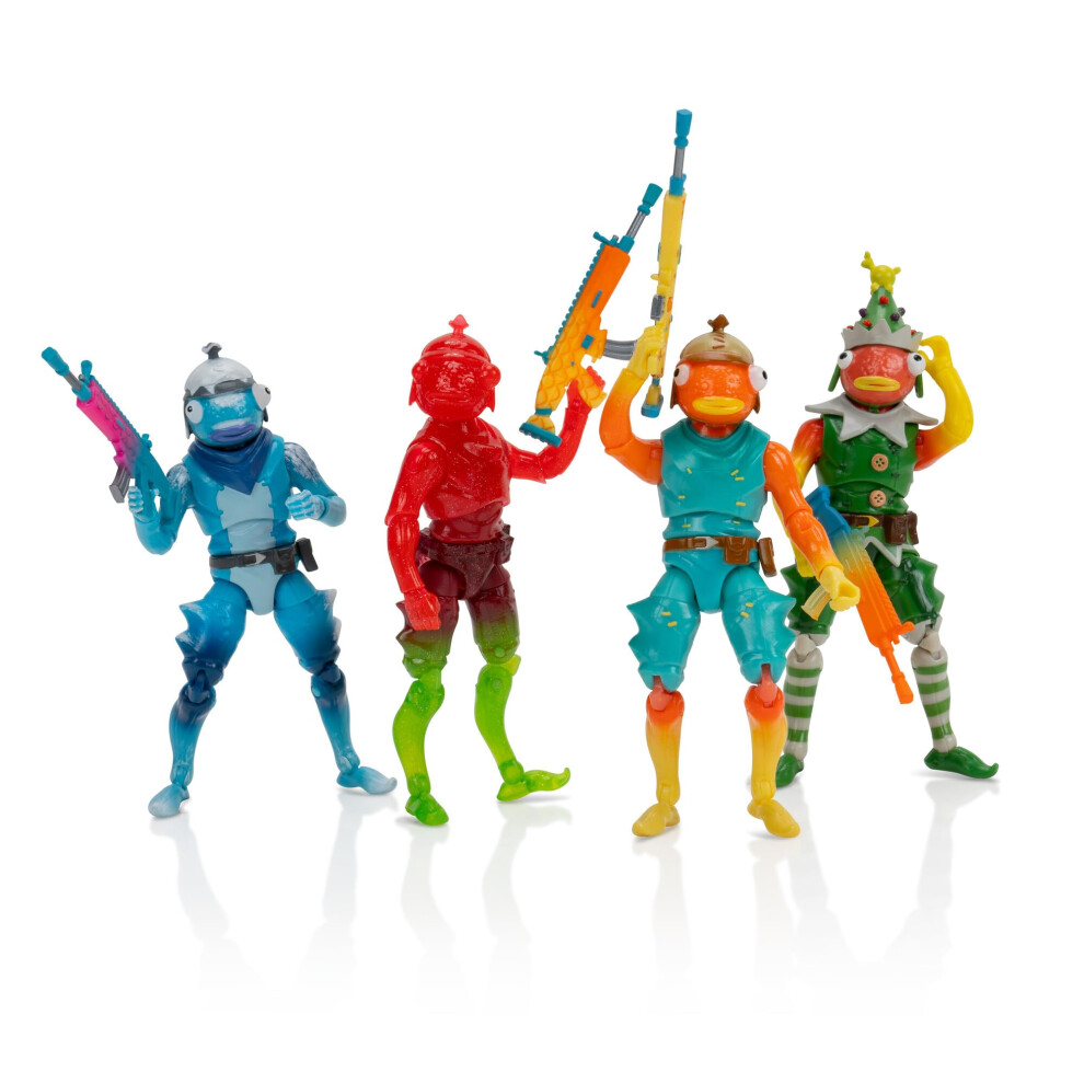 FORTNITE Frozen Fishstick Four Pack - Four 4-inch Articulated Figures With Back Bling And Weapon Accessories