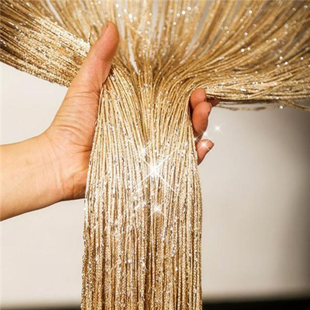(as the picture, 300 by 300cm) Curtain Living Room Curtains Shiny Tassel Hanging String Door Window Curtain String Door Divider Drape Valance Home Decoration