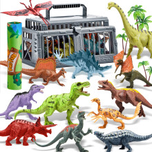 JOYIN Giocattoli Dinosauri con Tappetino da Gioco e Contenitore, 19 PCS Figure Dinosauri e Alberi per Bambini