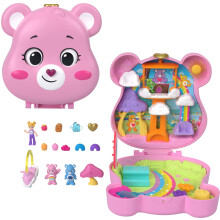 Polly Pocket x Care Bears Dolls & Playset with Toy Car and Themed Accessories Travel Toy Partnership Compact