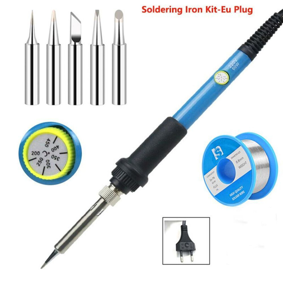 (EU Plug Kit) Adjustable Temperature Electric Soldering Iron 110v/220v 60w Soldering Gun Professional Tin Welder Heat Pencil Welding Solder Repair Tool