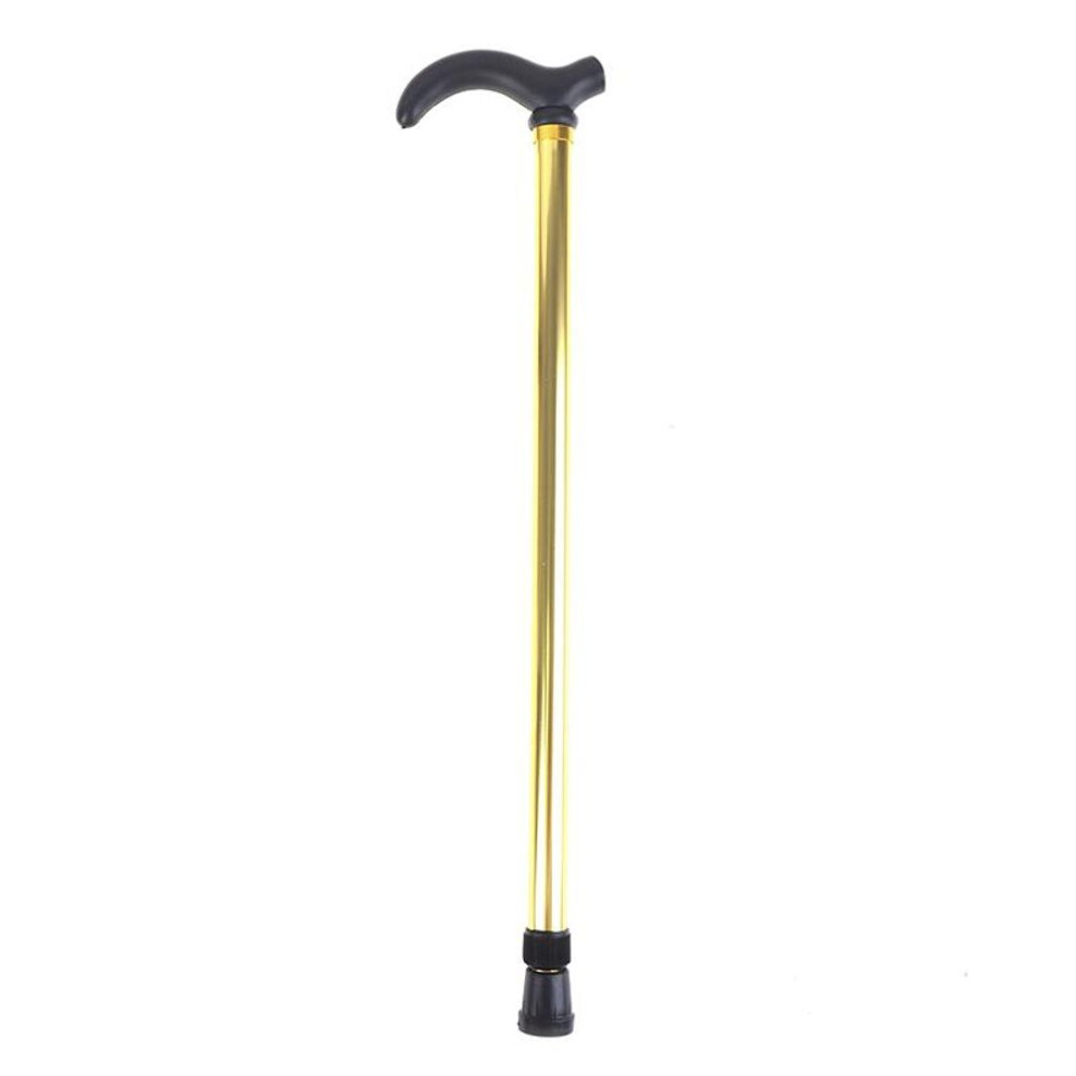 (gold) Adjustable Walking Stick 2 Section Stable Anti-skid Crutch Old Man Hiking Cane