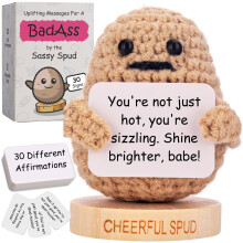 Regalos empoderadores para mujeres - La Patata Atrevida: Edici   n Badass | Adorable patata tejida con 30 mensajes motivacionales intercambiables -