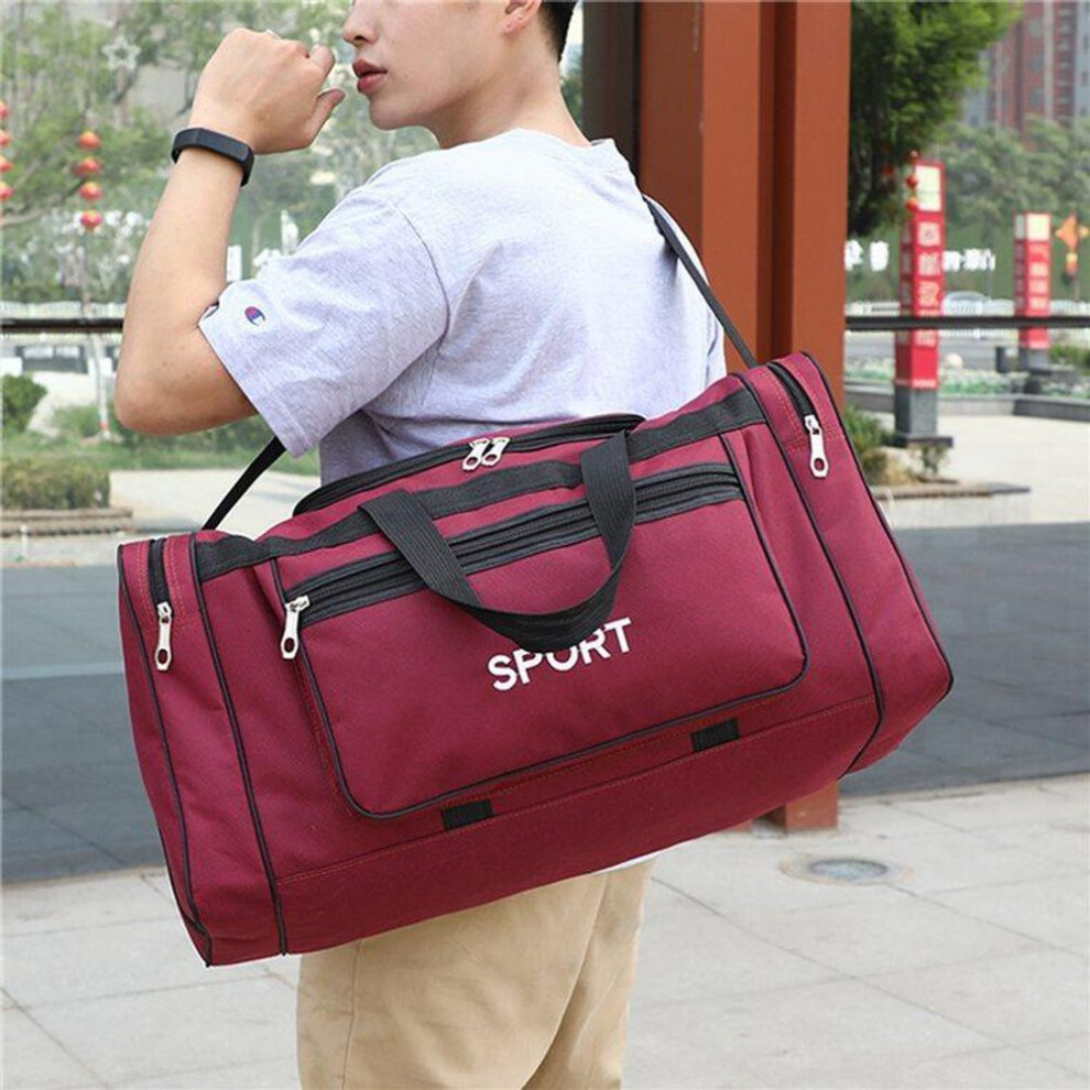 (red) Foldable Hand Travel Bag Men And Women Large Capacity Hand Luggage Bag Yoga Gym Bag