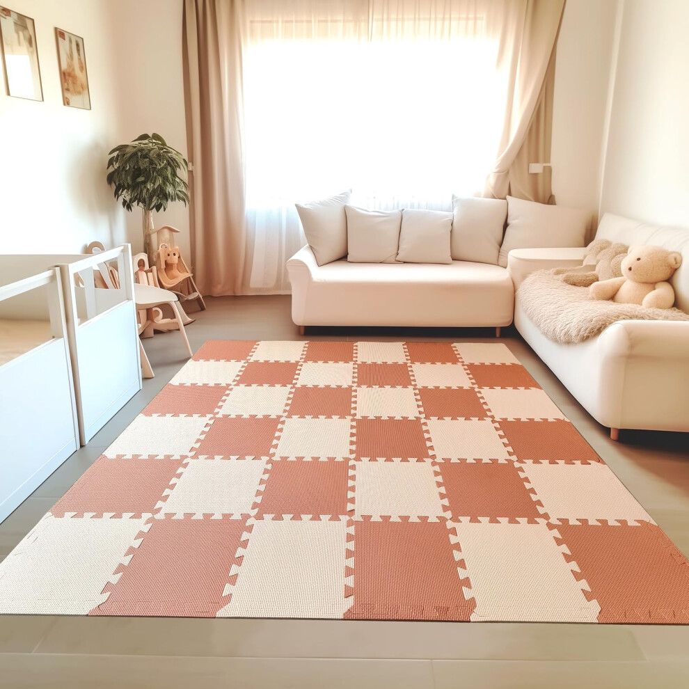 Kids Soft Eva Foam Jigsaw Puzzle Play Mat 36 Interlocking Tiles And Edges Baby Play Mat For Kids Gym Nursery Playroom Pet Mat Total Floo Peach Tcbunny