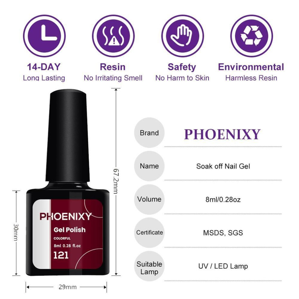 Phoenixy Gel Polish Set Soak Off Gel Varnishes 60 Pieces Nail Uv Gel Polish Pure Gel Semi Permanent Lacquer Manicure Set Nails Gel