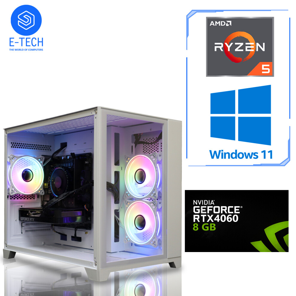 Gaming PC AMD Ryzen 5 5600 16GB DDR4 1TB M.2 SSD 8GB RTX 4060 Wins 11