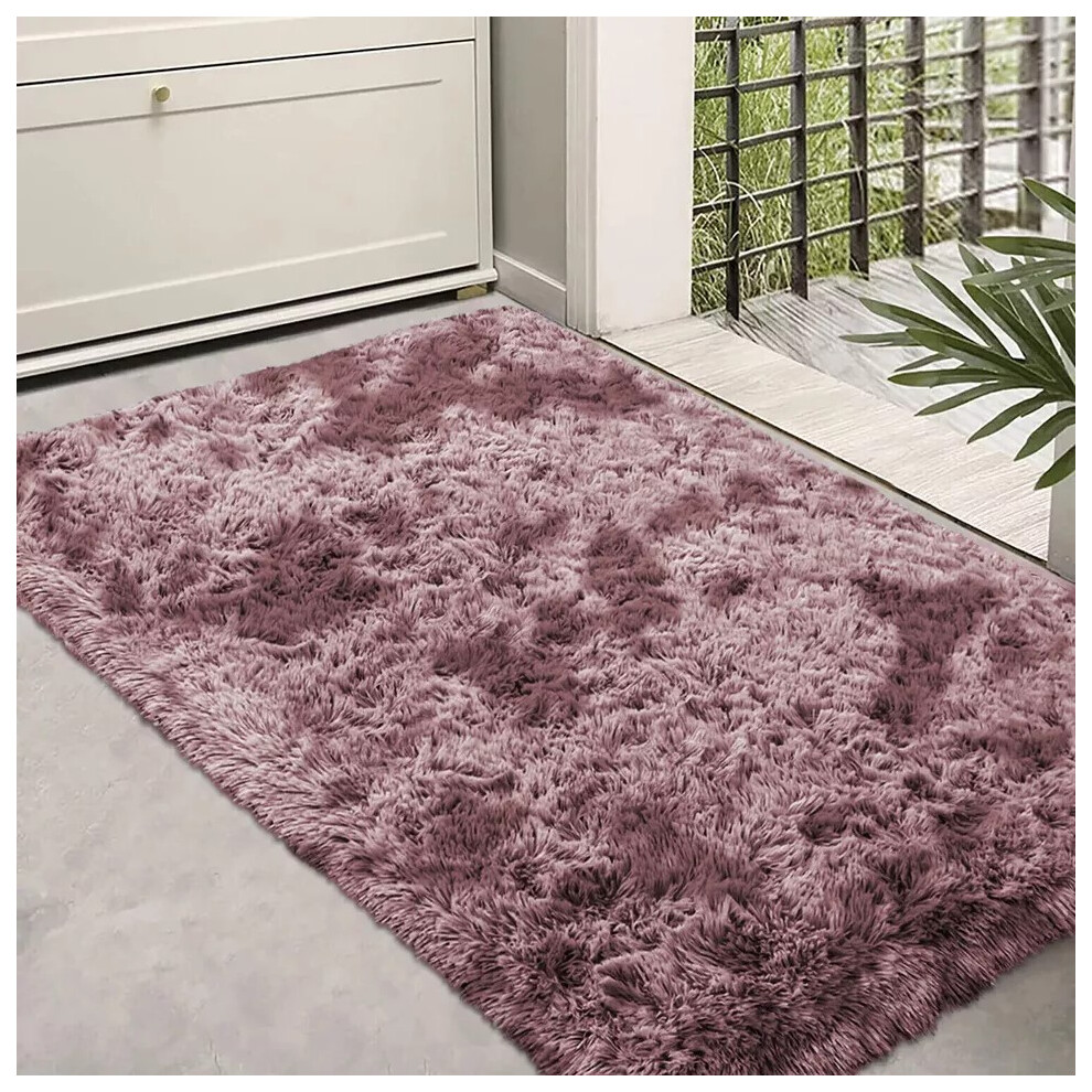 (60 X 110 cm (1ft 9'' x 3ft 6''), Tye Dye Pink Lilac) Large Living Room Rugs Non Slip Shaggy Rug Bedroom Carpets Hallway Runner Bath Door Mats