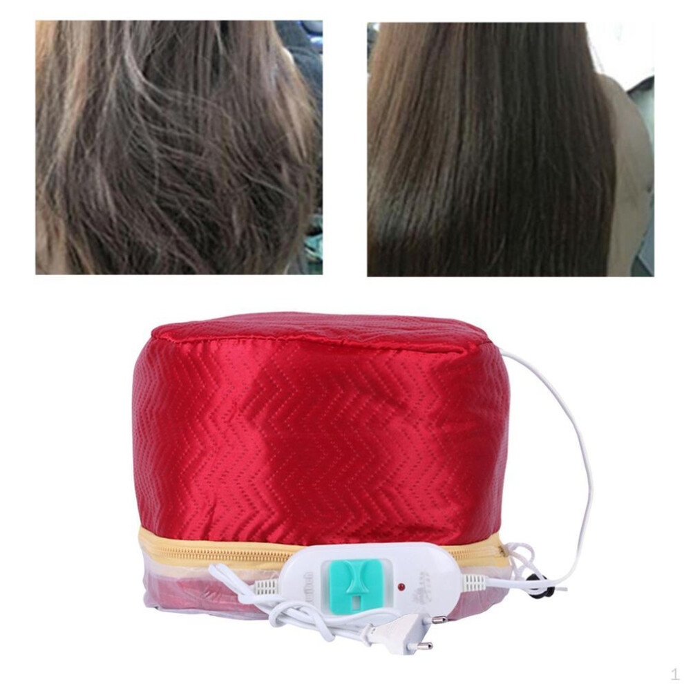 (red) Spa Hair Thermal Treatment Heating Cap Dryers Care Steamer Hat Pink