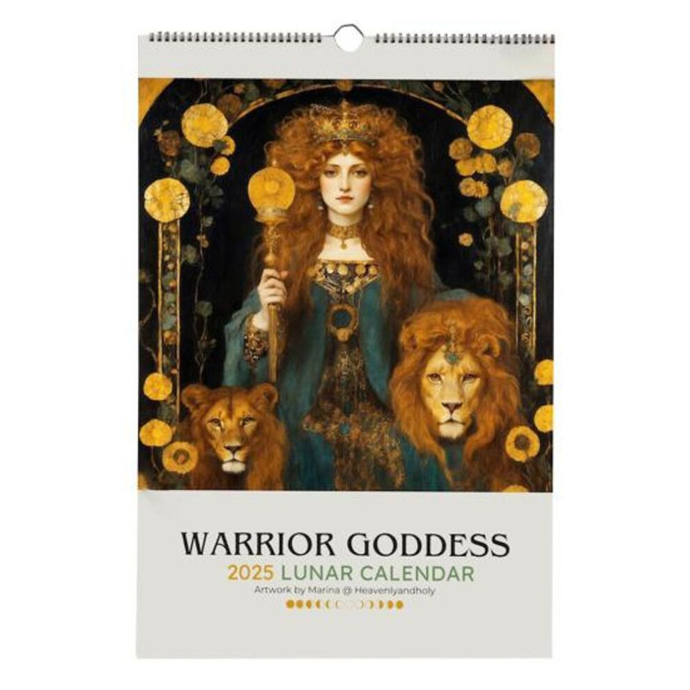 Warrior Goddess 2025 Moon Phase Calendar 12 Month Wall Calendar Gothic Home Decor For Greek