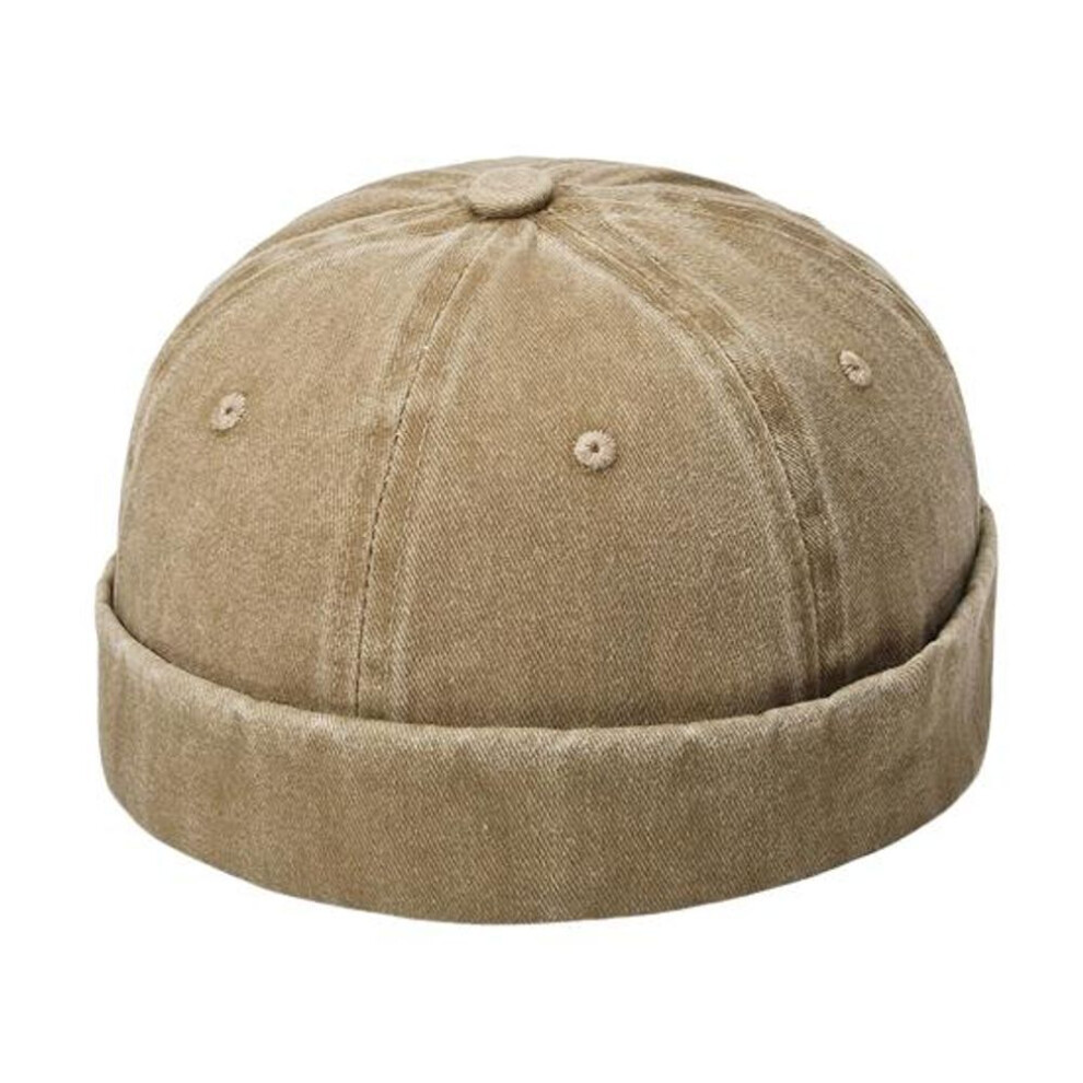 (khaki) Docker Hat Solid Color Male Round Four Seasons Sailor Trendy Decorative
