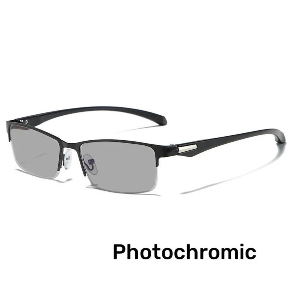 (as the picture, +1.0) Smart Photochromic Reading Glasses For Men Trendy Presbyopia Sunglasses 2 In 1 Unisex Farsighted Eyewear Prescription +1.0 +1.5