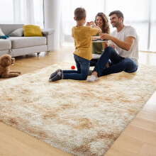 (120 X 170 cm (3ft 9'' x 5ft 5''), Tye Dye Cream) Large Living Room Rugs Non Slip Shaggy Rug Bedroom Carpets Hallway Runner Bath Door Mats