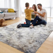 (120 X 170 cm (3ft 9'' x 5ft 5''), Tye Dye Grey) Large Living Room Rugs Non Slip Shaggy Rug Bedroom Carpets Hallway Runner Bath Door Mats