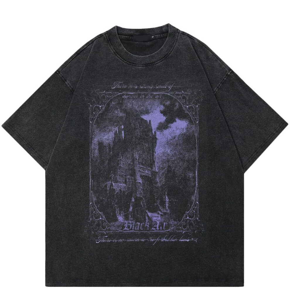 (XL, black) Streetwear Magic Castle Graphic Unisex T-Shirt