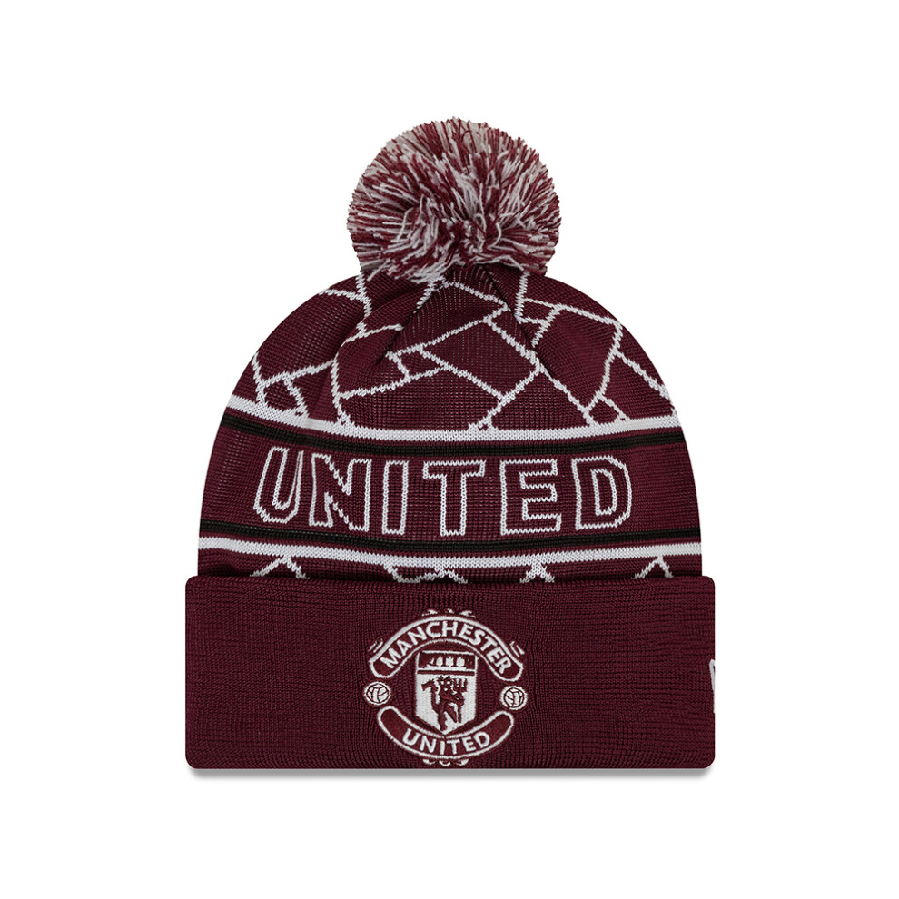 New Era Man UTD Sport Beanie Hat Bobble Plumb