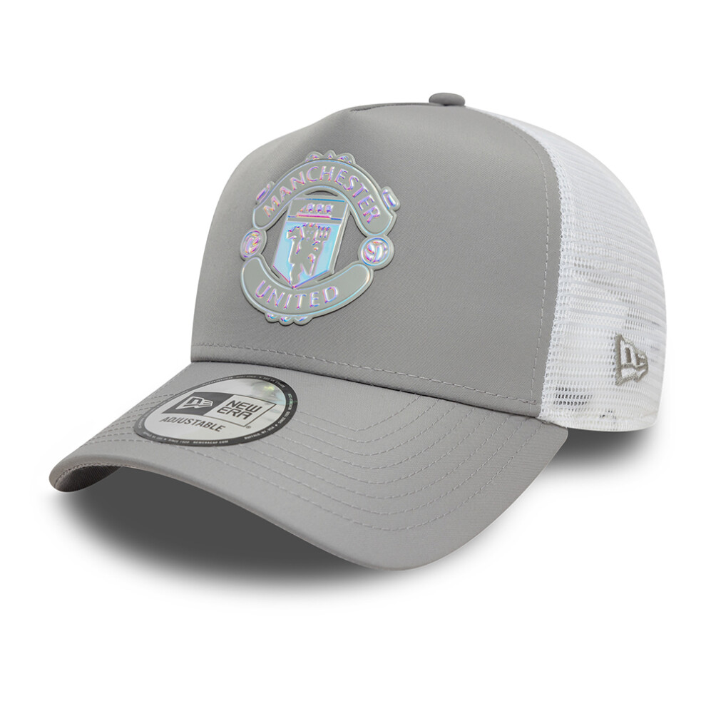 New Era Man UTD Iridescent 9FORTY E Frame Trucker Cap Grey White