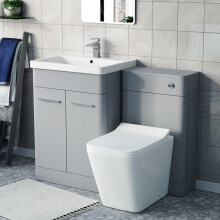 Nes Home Matte Grey 500mm Freestanding Basin Vanity WC Unit & Square Toilet Flat Pack