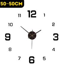 (Black-50~50cm) 3D DIY Wall Clock For Home Decoration
