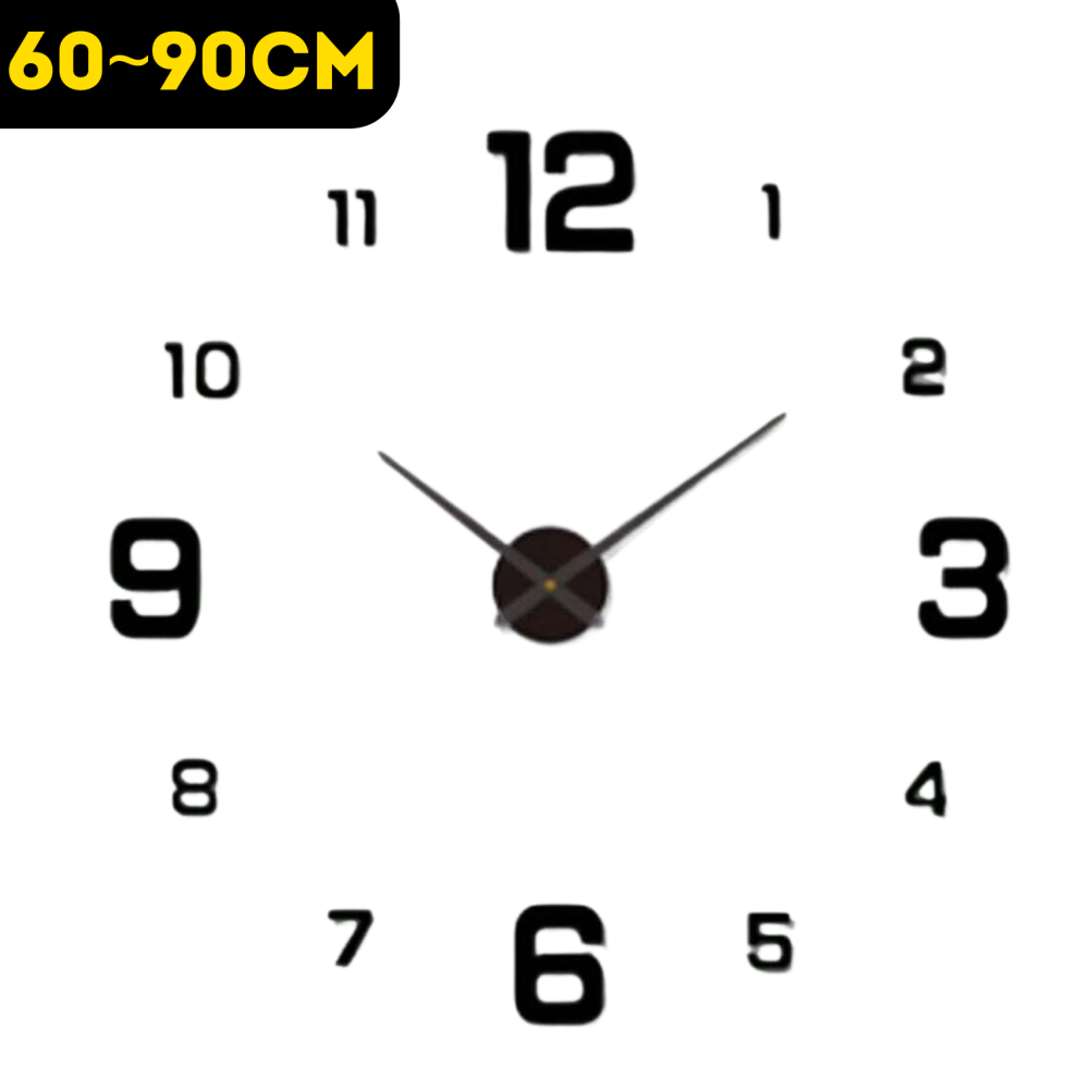 (Black-60~60cm) 3D DIY Wall Clock  For Home Decoration
